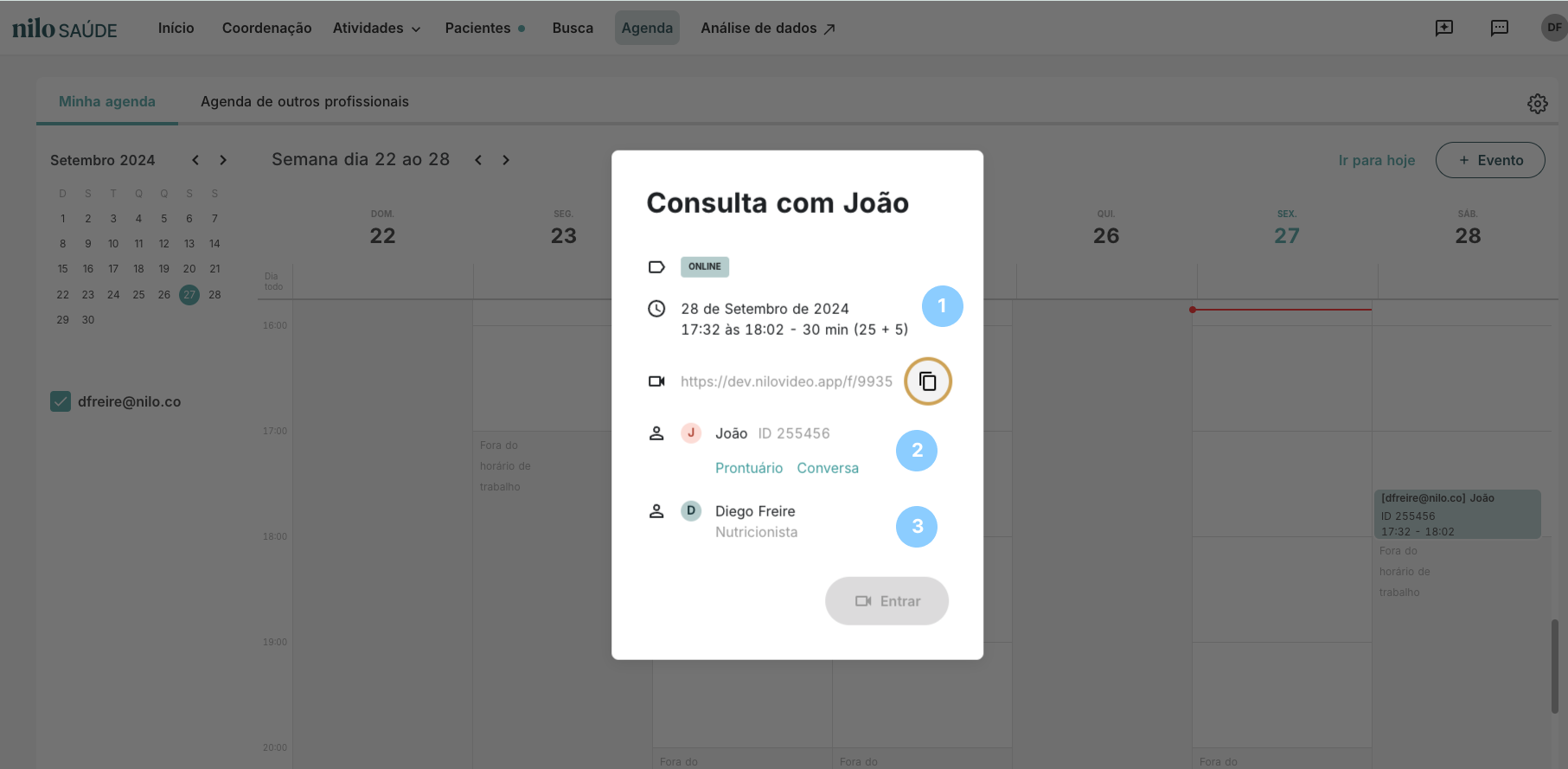 Calendário do profissional